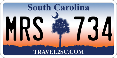 SC license plate MRS734