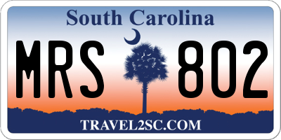 SC license plate MRS802