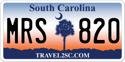 SC license plate MRS820