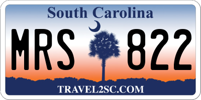 SC license plate MRS822