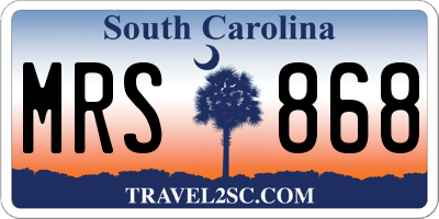 SC license plate MRS868