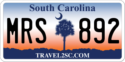SC license plate MRS892
