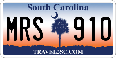 SC license plate MRS910