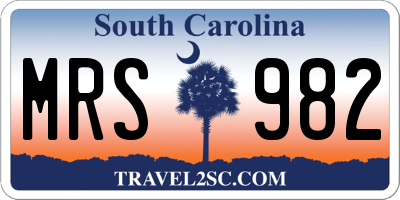 SC license plate MRS982