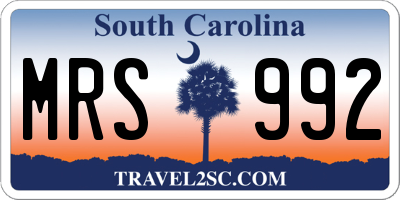 SC license plate MRS992