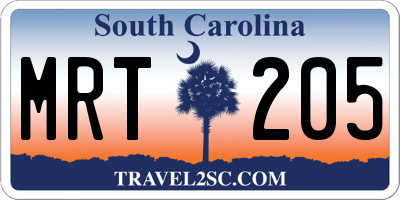 SC license plate MRT205