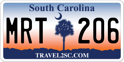 SC license plate MRT206