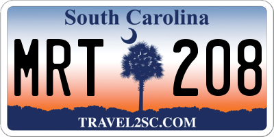 SC license plate MRT208