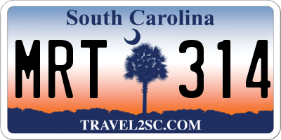 SC license plate MRT314