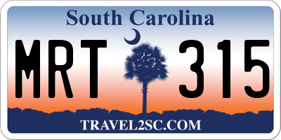 SC license plate MRT315