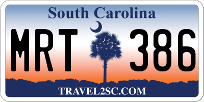 SC license plate MRT386