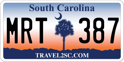 SC license plate MRT387