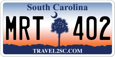 SC license plate MRT402