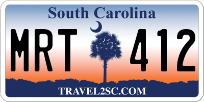 SC license plate MRT412