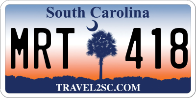 SC license plate MRT418