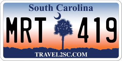 SC license plate MRT419