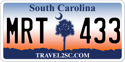 SC license plate MRT433