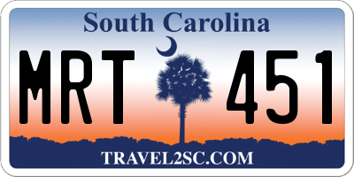 SC license plate MRT451