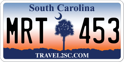 SC license plate MRT453