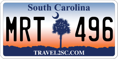 SC license plate MRT496