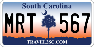 SC license plate MRT567