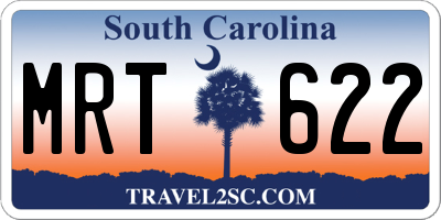 SC license plate MRT622