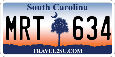 SC license plate MRT634