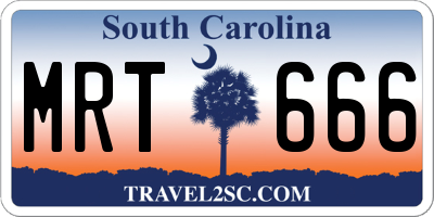 SC license plate MRT666