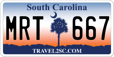 SC license plate MRT667