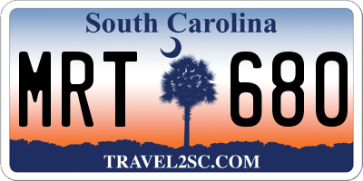 SC license plate MRT680
