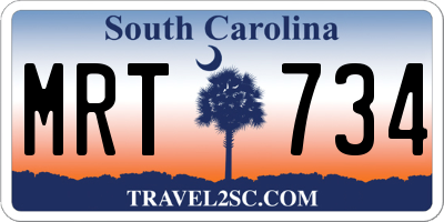 SC license plate MRT734