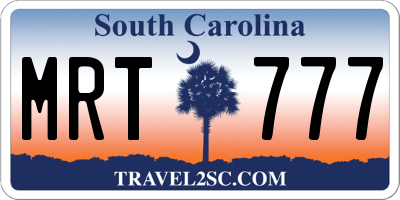 SC license plate MRT777