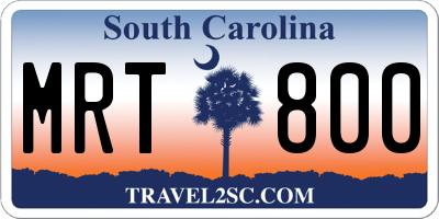 SC license plate MRT800