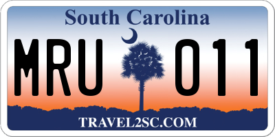 SC license plate MRU011