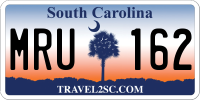 SC license plate MRU162