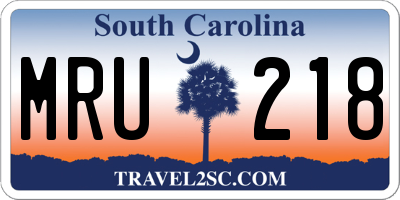SC license plate MRU218