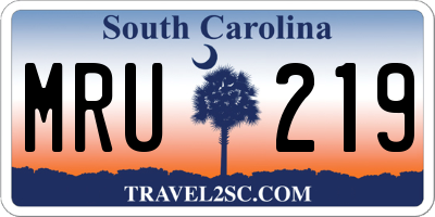 SC license plate MRU219