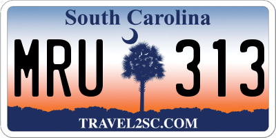 SC license plate MRU313