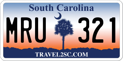 SC license plate MRU321