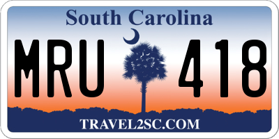 SC license plate MRU418