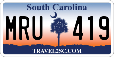 SC license plate MRU419