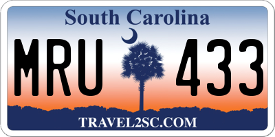 SC license plate MRU433