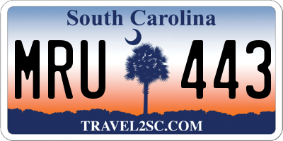 SC license plate MRU443