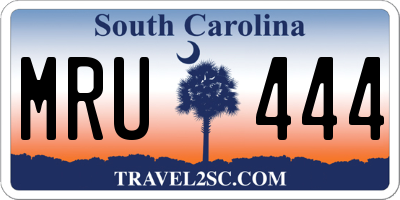 SC license plate MRU444