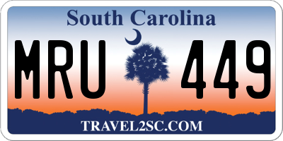 SC license plate MRU449