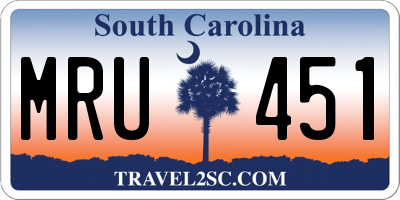 SC license plate MRU451
