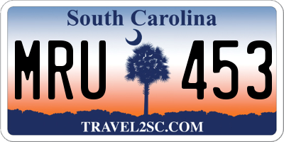 SC license plate MRU453