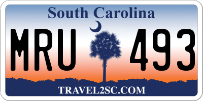 SC license plate MRU493