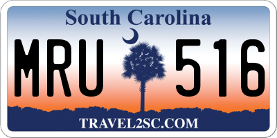 SC license plate MRU516