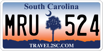 SC license plate MRU524